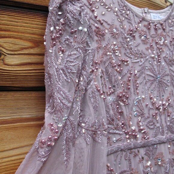 MAC DUGGAL $798 93930 Purple Puff Sleeve Embellished A Line Gown Dress - Picture 9 of 14